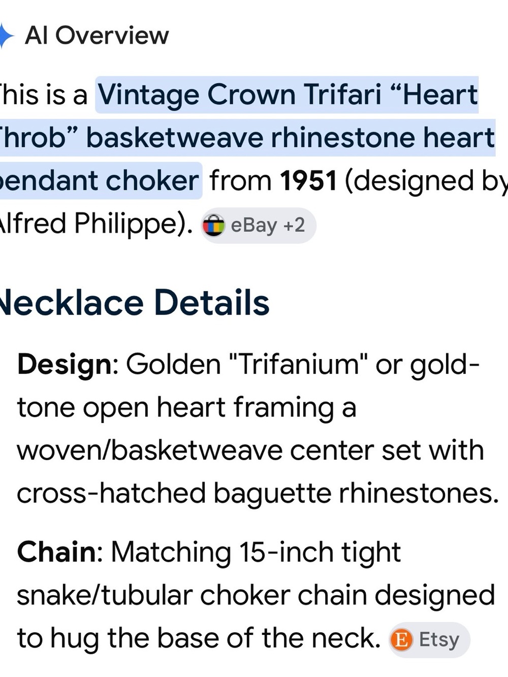 Vintage Trifari “Hearthrob” choker from 1951 designed by Alfred Philippe - Picture 8 of 8
